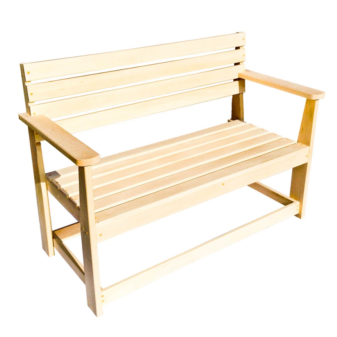 Скамья с подлокотниками 140x51x90см, липа
